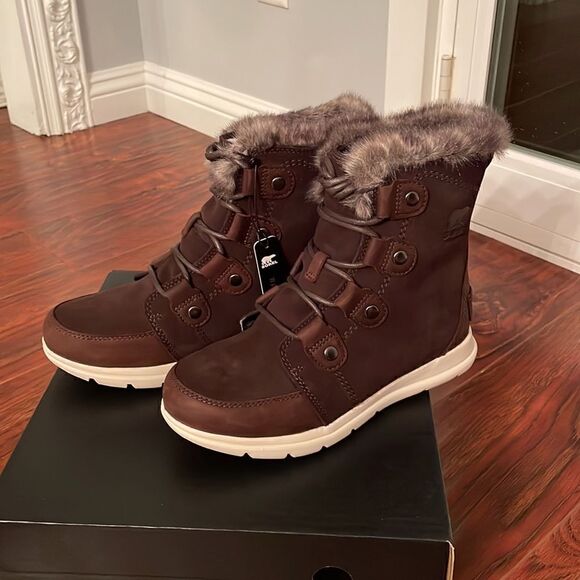Sorel joan leather waterproof boot with faux fur collar EVA footbed size 6,5 new - Picture 10 of 14